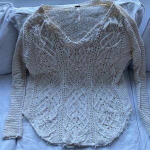 Free People Cream  V-Neck Sweater